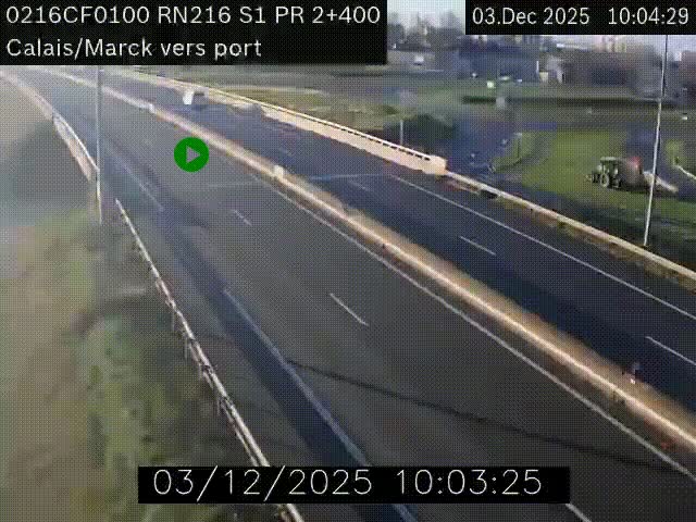 <h2>Webcam à Calais sur A216 (N216) en direction du port (harbour) de Calais.</h2>