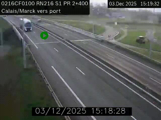 <h2>Webcam à Calais sur A216 (N216) en direction du port (harbour) de Calais.</h2>