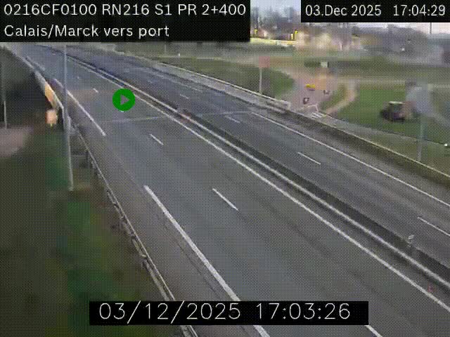 <h2>Webcam à Calais sur A216 (N216) en direction du port (harbour) de Calais.</h2>
