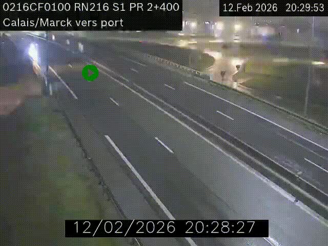 <h2>Webcam à Calais sur A216 (N216) en direction du port (harbour) de Calais.</h2>
