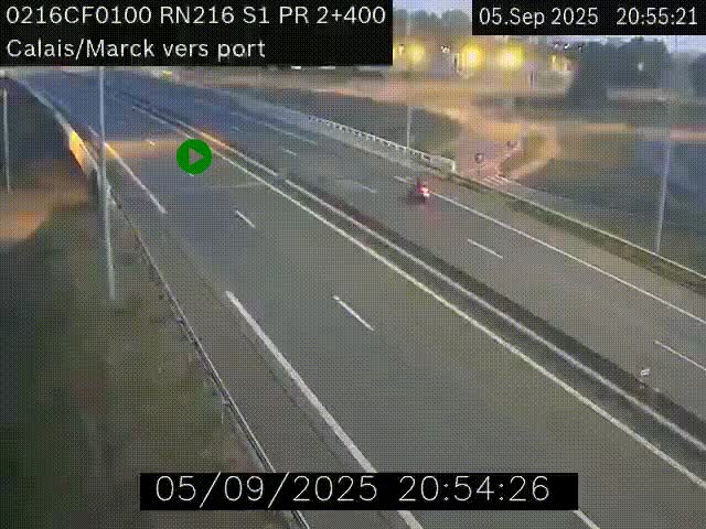 <h2>Webcam à Calais sur A216 (N216) en direction du port (harbour) de Calais.</h2>
