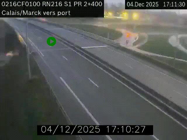 <h2>Webcam à Calais sur A216 (N216) en direction du port (harbour) de Calais.</h2>
