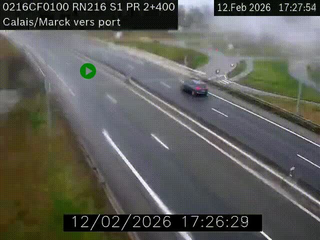 <h2>Webcam à Calais sur A216 (N216) en direction du port (harbour) de Calais.</h2>