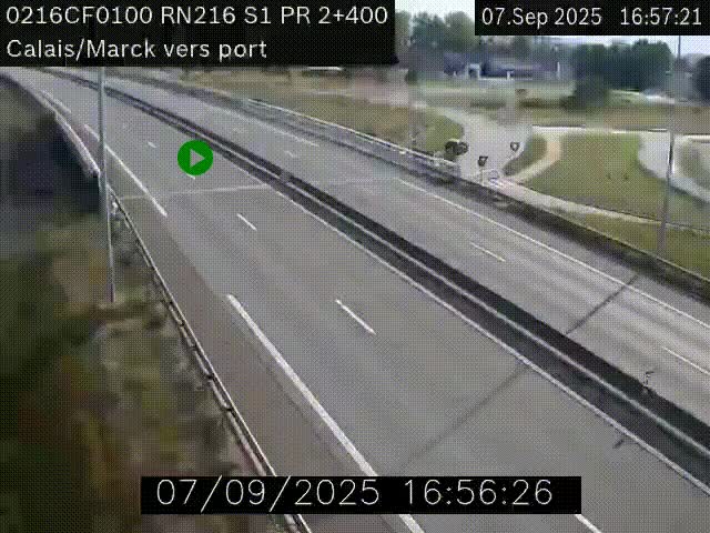<h2>Webcam à Calais sur A216 (N216) en direction du port (harbour) de Calais.</h2>