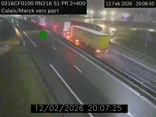 <h2>Webcam à Calais sur A216 (N216) en direction du port (harbour) de Calais.</h2>