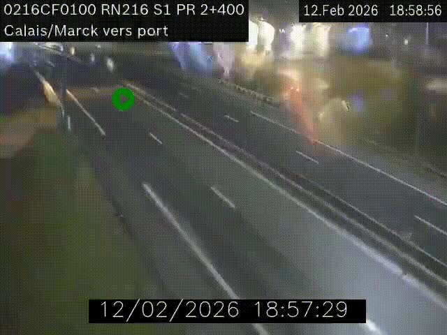 <h2>Webcam à Calais sur A216 (N216) en direction du port (harbour) de Calais.</h2>