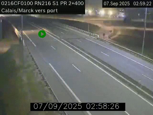 <h2>Webcam à Calais sur A216 (N216) en direction du port (harbour) de Calais.</h2>