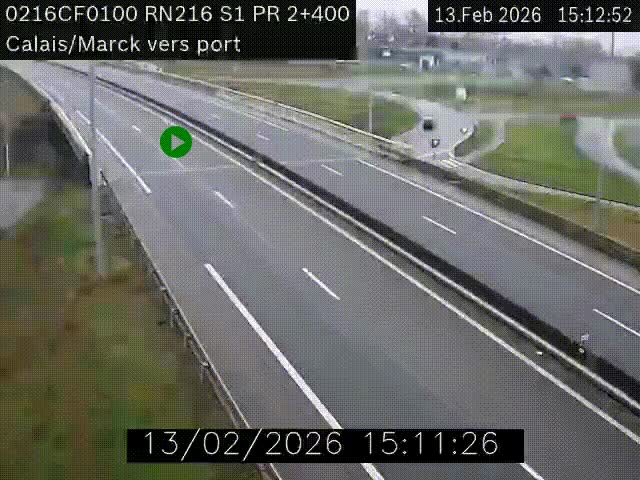 <h2>Webcam à Calais sur A216 (N216) en direction du port (harbour) de Calais.</h2>