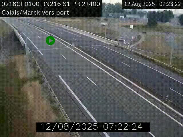 Webcam à Calais sur A216 (N216) en direction du port (harbour) de Calais.