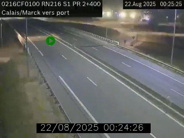 Webcam à Calais sur A216 (N216) en direction du port (harbour) de Calais.