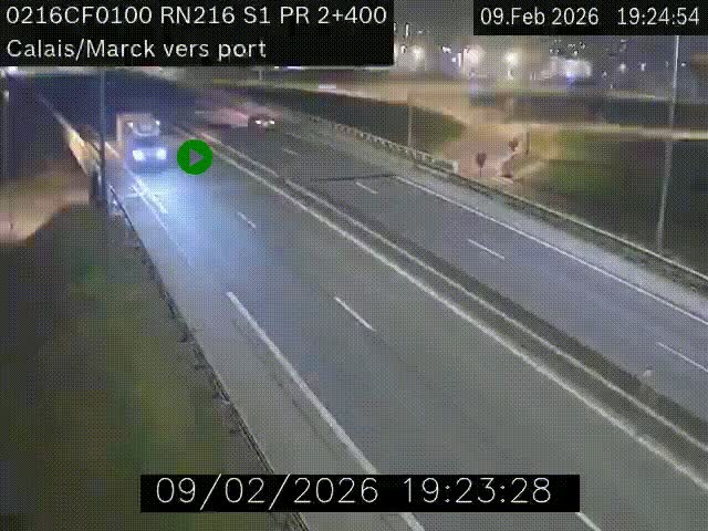 <h2>Webcam à Calais sur A216 (N216) en direction du port (harbour) de Calais.</h2>