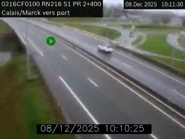 <h2>Webcam à Calais sur A216 (N216) en direction du port (harbour) de Calais.</h2>