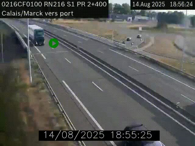 <h2>Webcam à Calais sur A216 (N216) en direction du port (harbour) de Calais.</h2>