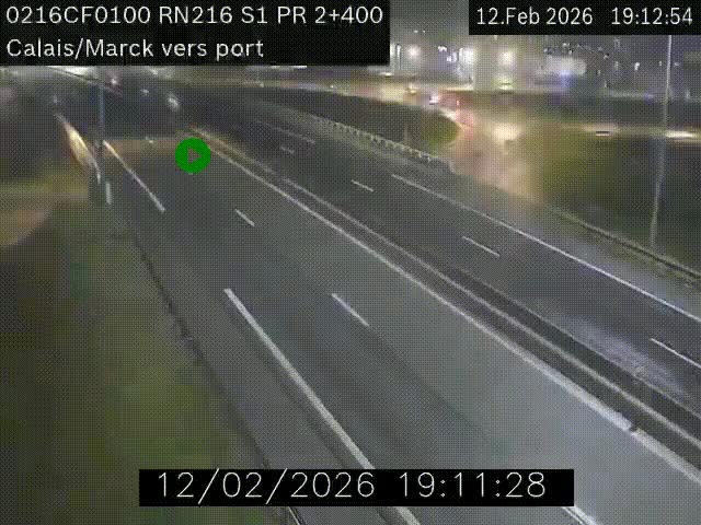 <h2>Webcam à Calais sur A216 (N216) en direction du port (harbour) de Calais.</h2>