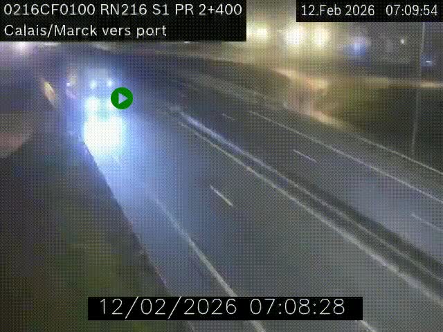 <h2>Webcam à Calais sur A216 (N216) en direction du port (harbour) de Calais.</h2>