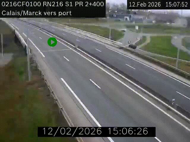 <h2>Webcam à Calais sur A216 (N216) en direction du port (harbour) de Calais.</h2>