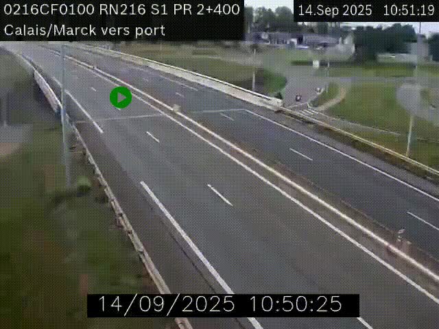 <h2>Webcam à Calais sur A216 (N216) en direction du port (harbour) de Calais.</h2>