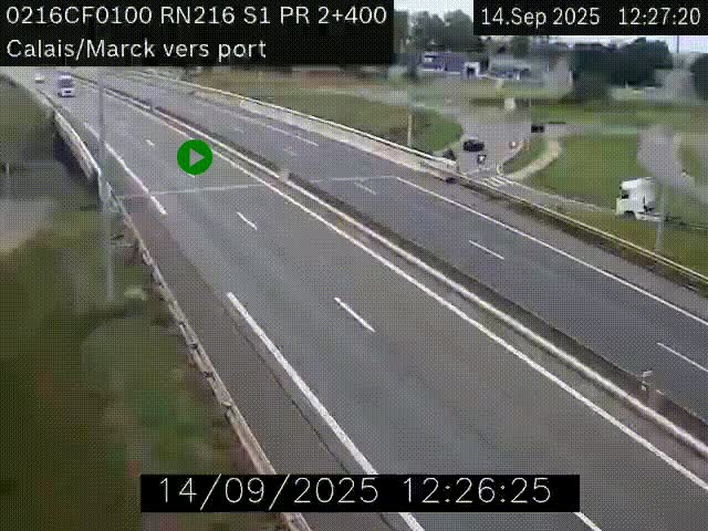 <h2>Webcam à Calais sur A216 (N216) en direction du port (harbour) de Calais.</h2>