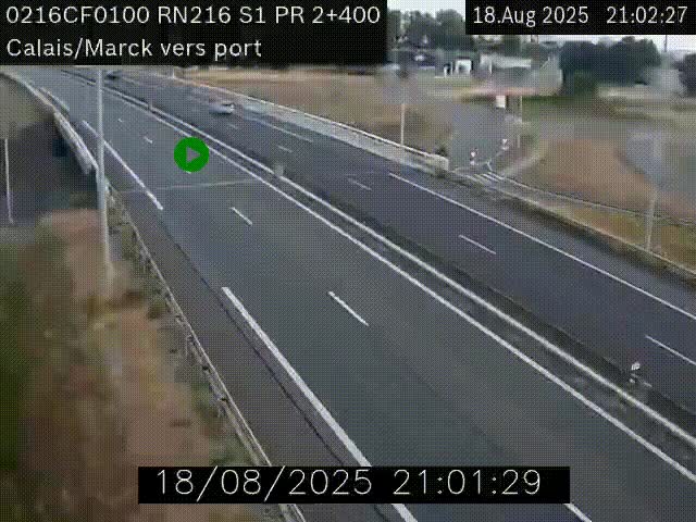 Webcam à Calais sur A216 (N216) en direction du port (harbour) de Calais.