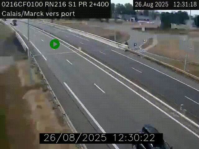 Webcam à Calais sur A216 (N216) en direction du port (harbour) de Calais.