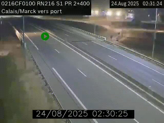 Webcam à Calais sur A216 (N216) en direction du port (harbour) de Calais.