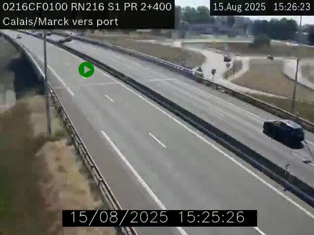 <h2>Webcam à Calais sur A216 (N216) en direction du port (harbour) de Calais.</h2>