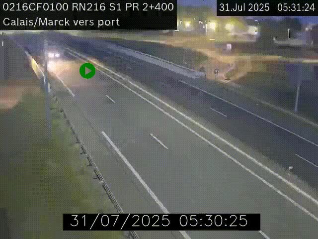 Webcam à Calais sur A216 (N216) en direction du port (harbour) de Calais.