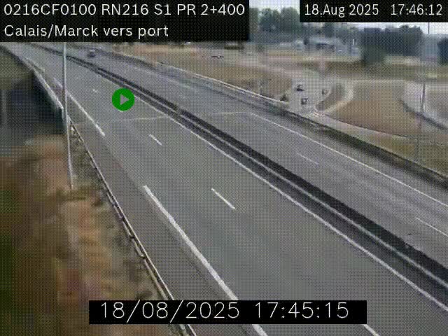<h2>Webcam à Calais sur A216 (N216) en direction du port (harbour) de Calais.</h2>
