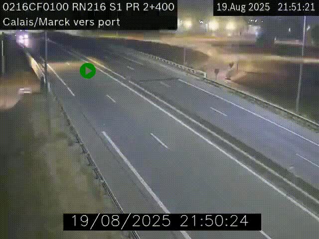 <h2>Webcam à Calais sur A216 (N216) en direction du port (harbour) de Calais.</h2>