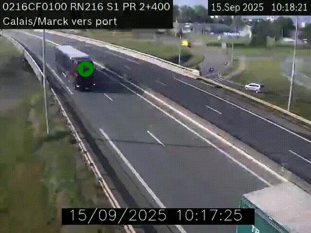 <h2>Webcam à Calais sur A216 (N216) en direction du port (harbour) de Calais.</h2>