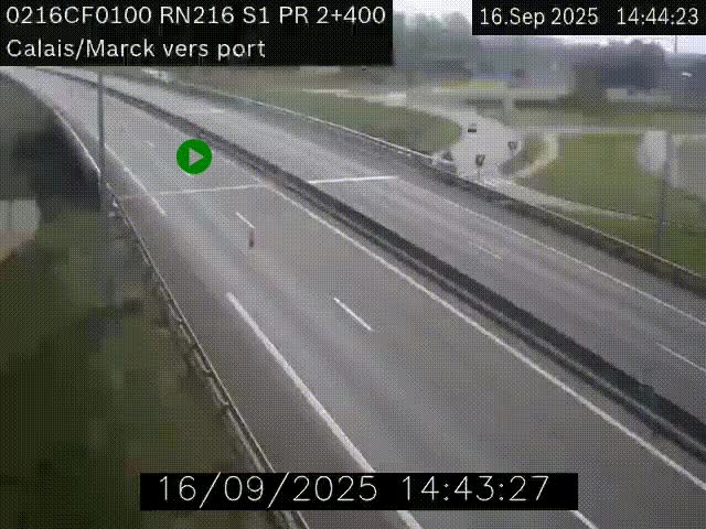 <h2>Webcam à Calais sur A216 (N216) en direction du port (harbour) de Calais.</h2>