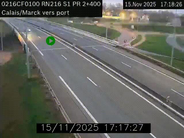 <h2>Webcam à Calais sur A216 (N216) en direction du port (harbour) de Calais.</h2>