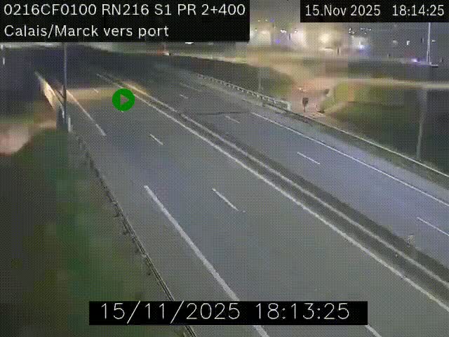 Webcam à Calais sur A216 (N216) en direction du port (harbour) de Calais.