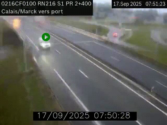 <h2>Webcam à Calais sur A216 (N216) en direction du port (harbour) de Calais.</h2>