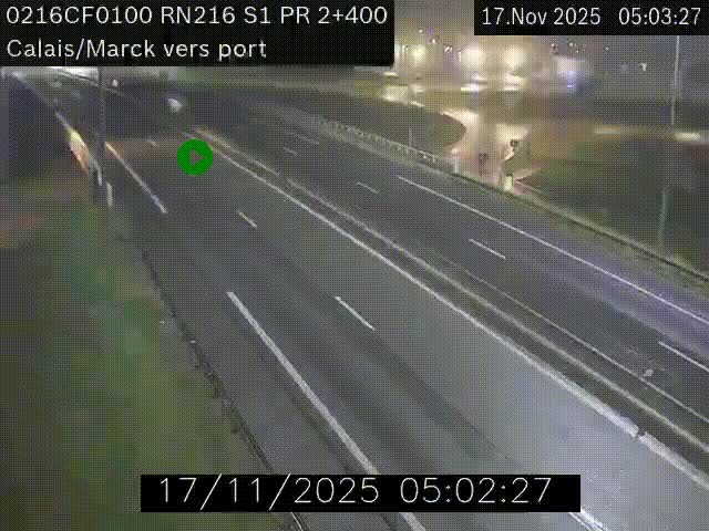 <h2>Webcam à Calais sur A216 (N216) en direction du port (harbour) de Calais.</h2>