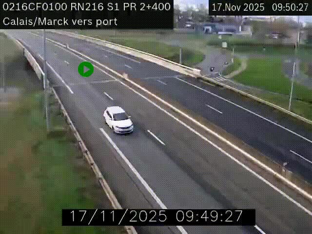 <h2>Webcam à Calais sur A216 (N216) en direction du port (harbour) de Calais.</h2>