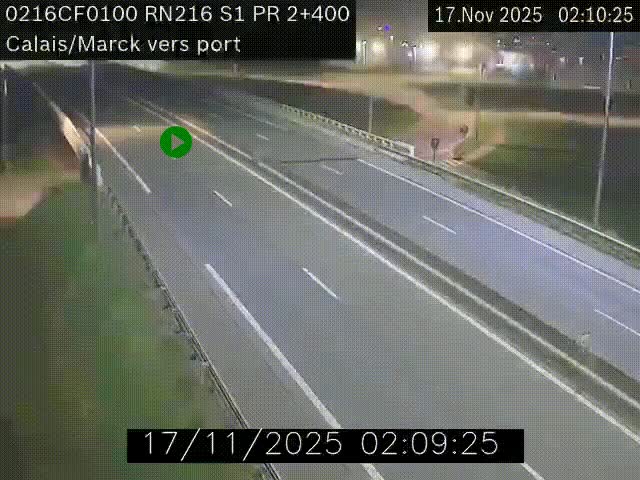 <h2>Webcam à Calais sur A216 (N216) en direction du port (harbour) de Calais.</h2>