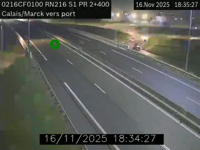 <h2>Webcam à Calais sur A216 (N216) en direction du port (harbour) de Calais.</h2>