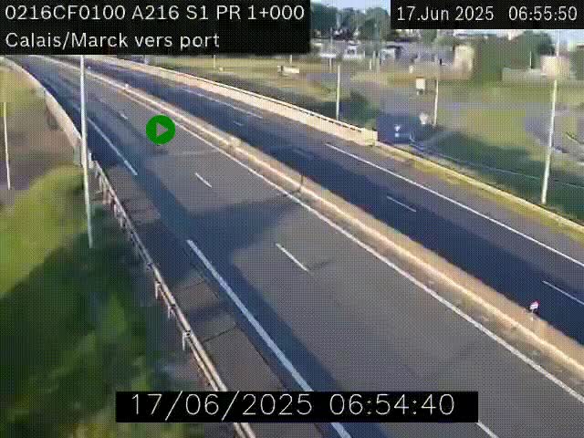 Webcam à Calais sur A216 (N216) en direction du port (harbour) de Calais.
