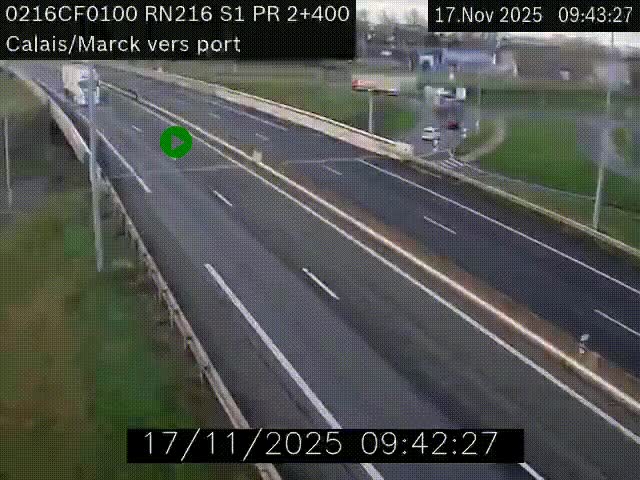 <h2>Webcam à Calais sur A216 (N216) en direction du port (harbour) de Calais.</h2>