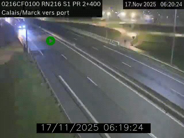 <h2>Webcam à Calais sur A216 (N216) en direction du port (harbour) de Calais.</h2>