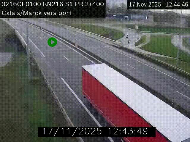 <h2>Webcam à Calais sur A216 (N216) en direction du port (harbour) de Calais.</h2>