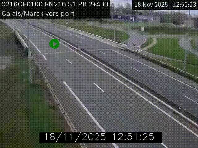 <h2>Webcam à Calais sur A216 (N216) en direction du port (harbour) de Calais.</h2>
