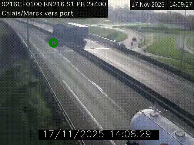 <h2>Webcam à Calais sur A216 (N216) en direction du port (harbour) de Calais.</h2>
