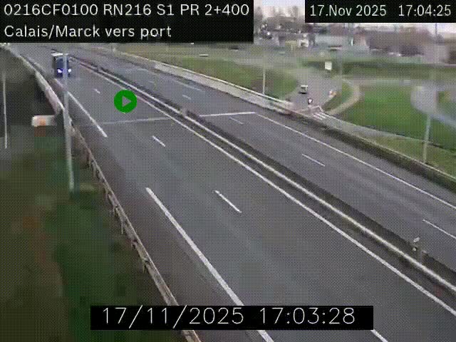 <h2>Webcam à Calais sur A216 (N216) en direction du port (harbour) de Calais.</h2>