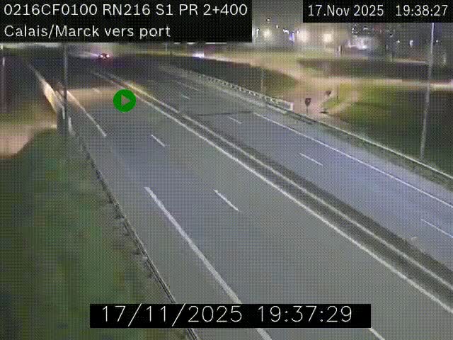 <h2>Webcam à Calais sur A216 (N216) en direction du port (harbour) de Calais.</h2>