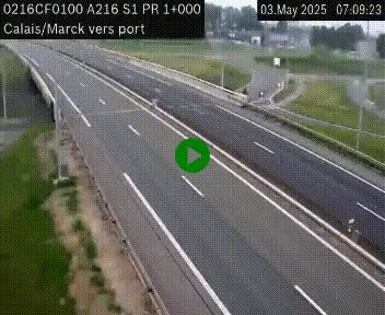 Webcam à Calais sur A216 (N216) en direction du port (harbour) de Calais.