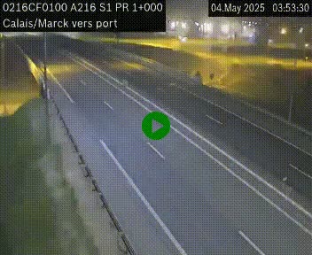 Webcam à Calais sur A216 (N216) en direction du port (harbour) de Calais.