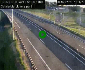 Webcam à Calais sur A216 (N216) en direction du port (harbour) de Calais.