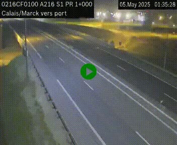 Webcam à Calais sur A216 (N216) en direction du port (harbour) de Calais.
